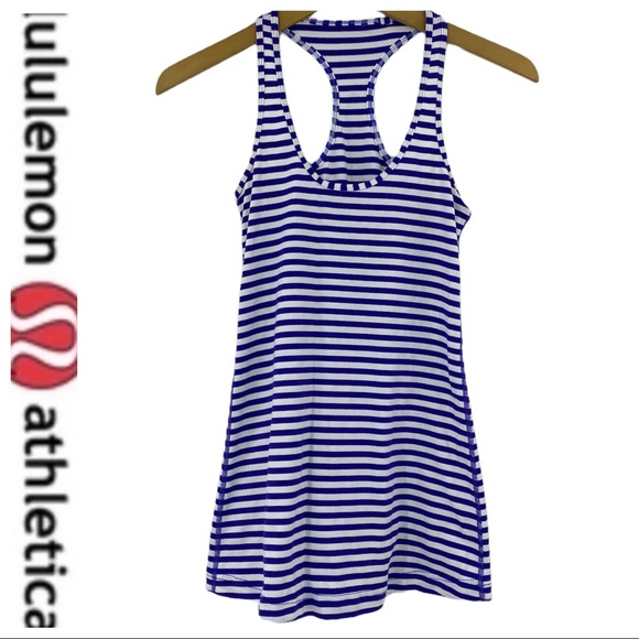 💕SALE💕 Lululemon Blue Striped Razorback Tank Top - Picture 3 of 7